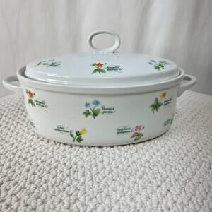 Floret by Anchor Ovenware Oval Casserole 2 Qt With Lid Discontinued Vintage
